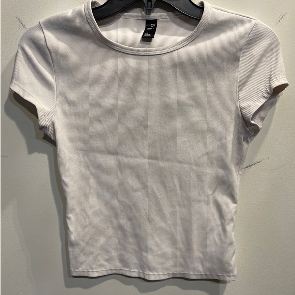 GAP Cream Ribbed Short Sleeve Top - Picture 1 of 3